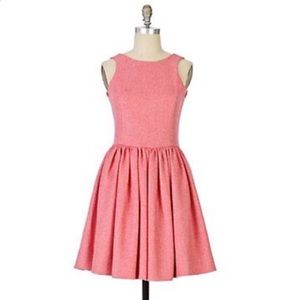 Anabel Pink Herringbone Wool Dress from Anthro
